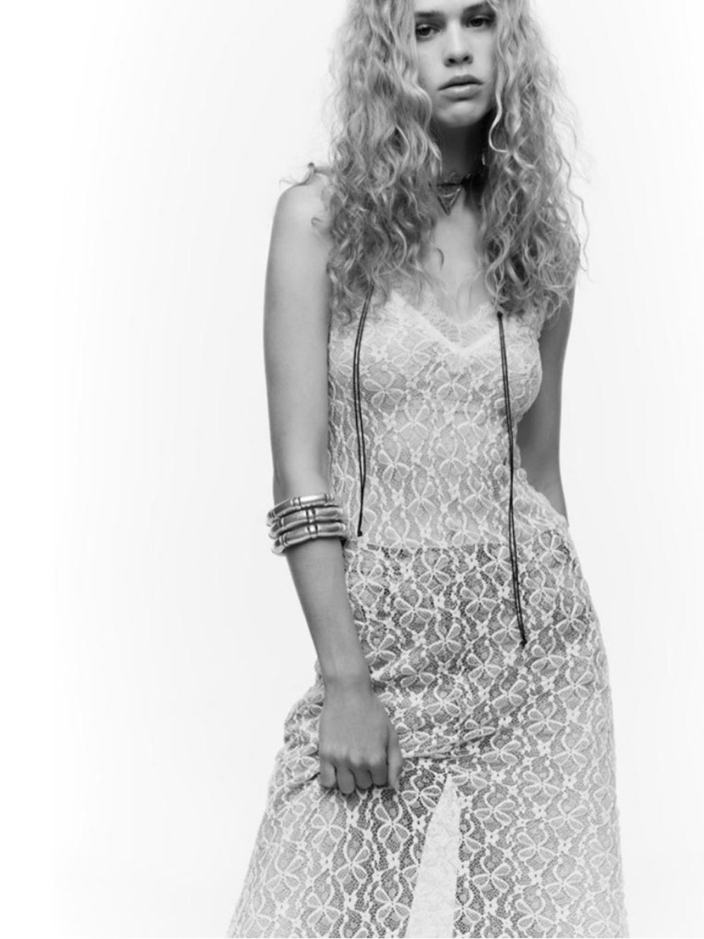 ZARA NWT Sheer Lace Slip Dress Overlay in Cream 4813/821/712